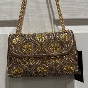 Imoshion Gold and Brown Beaded Clutch